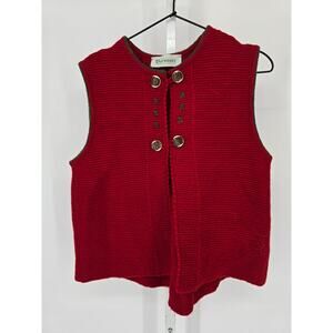 Gestrickte Landhausmode Bernauer Germany Womens Sz M 100% Wool Vest Red Knit